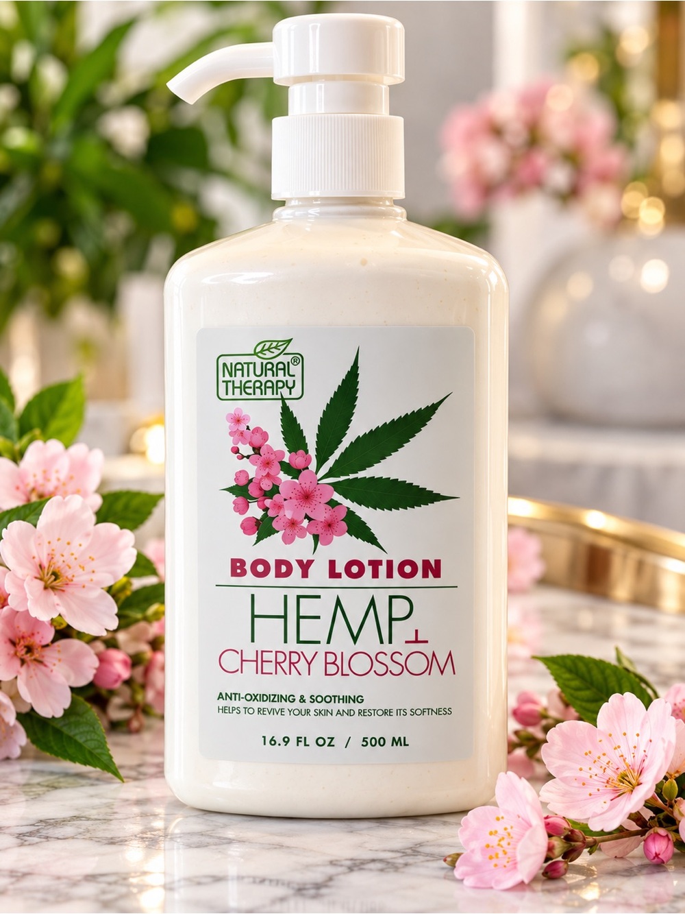 Natural Therapy Hemp Cherry Blossom Body Lotion 16.9 oz Duo
